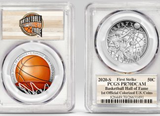 Example of Basketball HOF half-dollar in PCGS holder-small