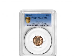 1894-S PCGS PR65+ Barber Dime obverse