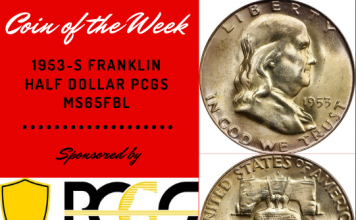 PCGS Coin of the Week: 1953-S Franklin Half Dollar MS65FBL