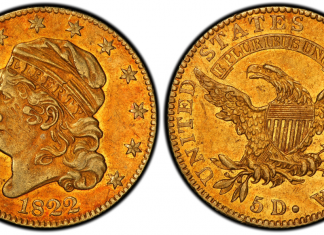 1822 Capped Bust Half Eagle.