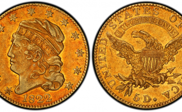 1822 Capped Bust Half Eagle.