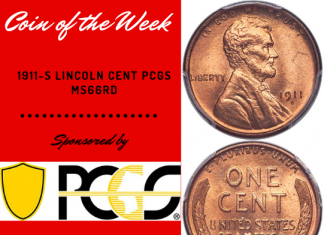 1911-S Lincoln Cent PCGS MS66RD