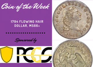 1794 Flowing Hair Dollar, PCGS MS66+