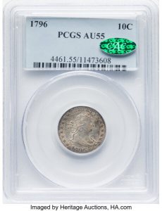 1796 JR-2 Dime, AU55 CAC